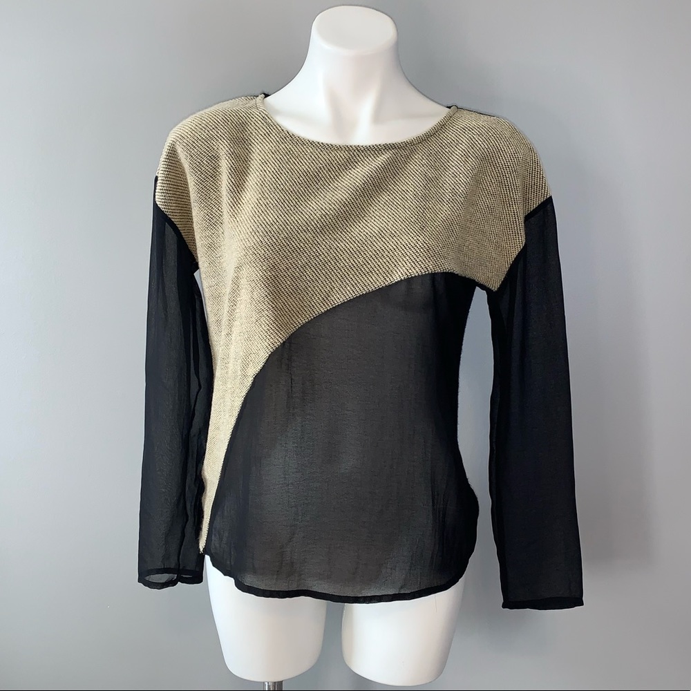THML Black Sheer Long Sleeve Top